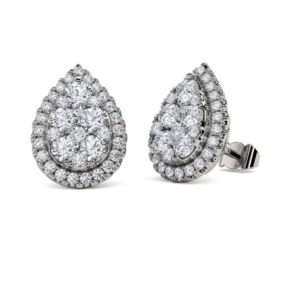 Classic Round Diamond Cluster Earrings