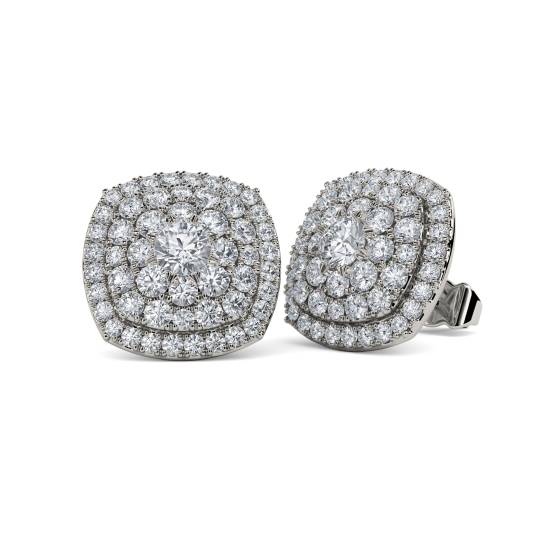 Classic Round Diamond Cluster Earrings