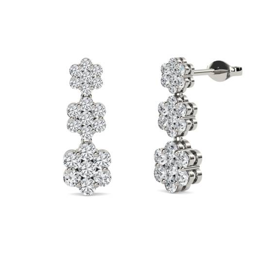 Modern Round Diamond Drop Earrings
