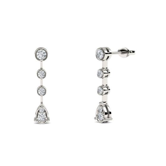 Modern Round Diamond Drop Earrings