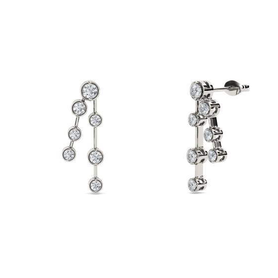Modern Round Diamond Drop Earrings
