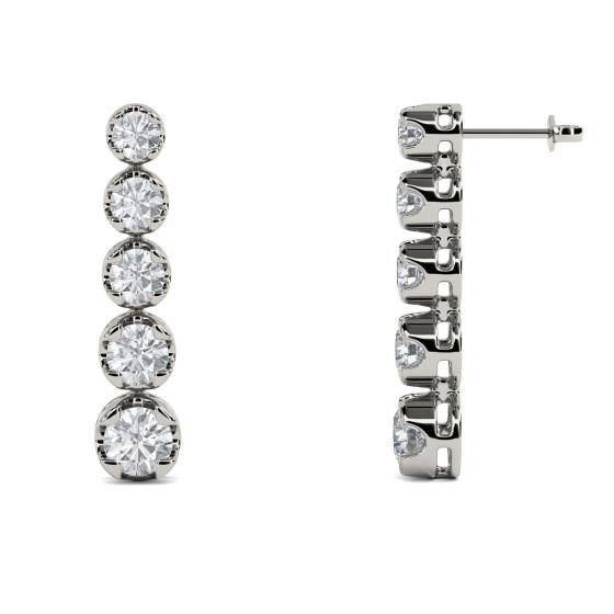 Modern Round Diamond Drop Earrings
