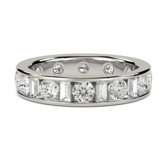 Round and Baguette Diamond Full Eternity Ring