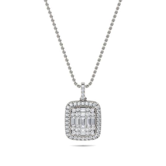 Cluster Round and Baguette Diamond Designer Pendant