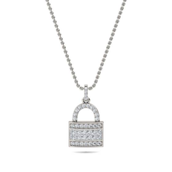 Cluster Round Diamond Designer Padlock Pendant