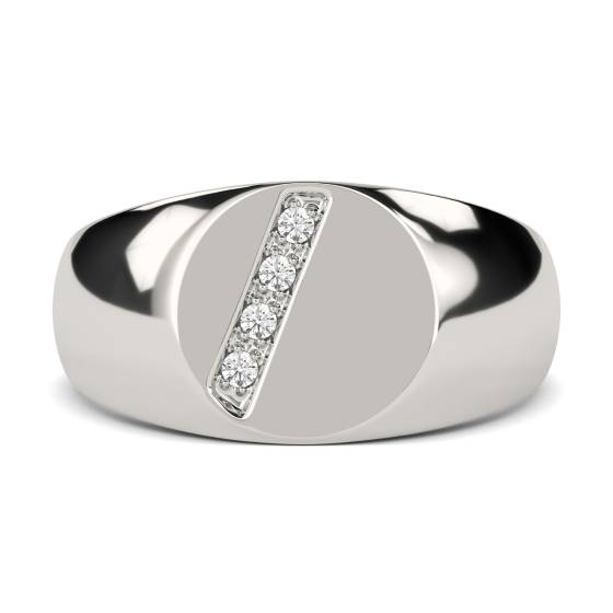 Round Diamond Gents Oval Signet Ring