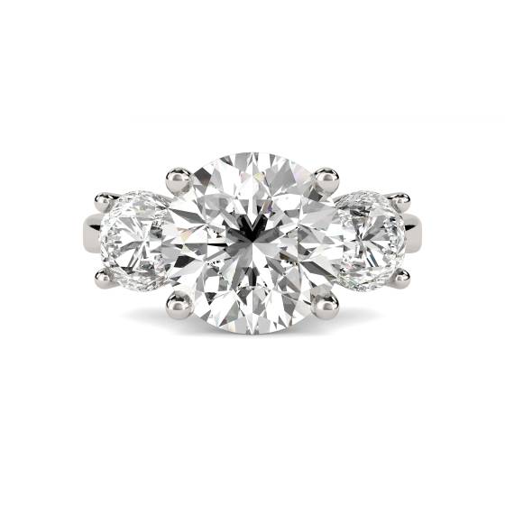 0.75ct SI2/G Unique Natural Round Diamond Trilogy Ring in Palladium