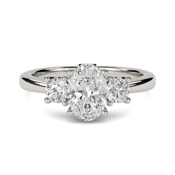 Oval and Round Diamond Trilogy Ring