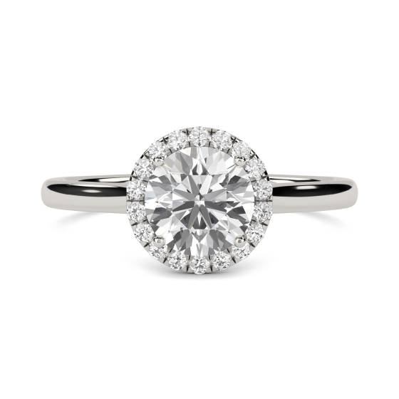 0.95ct SI2/F Natural Diamond Halo Ring in Platinum