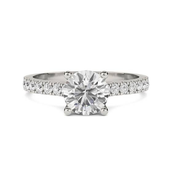 1.15ct SI2/G Round Natural Diamond Shoulder Set Ring