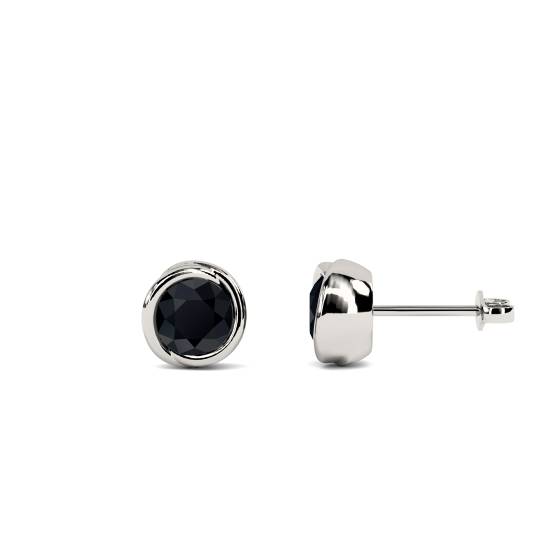 Round Black Diamond Earrings