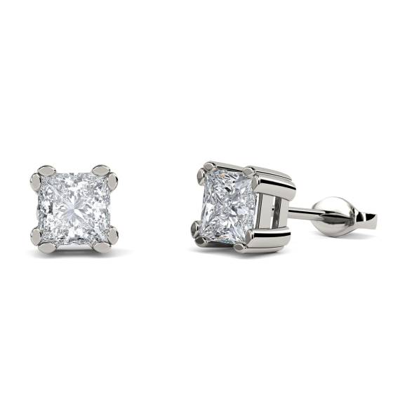 Split Petal Princess Cut Diamond Earrings