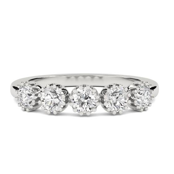 DHDOMHET20165 5 Stone Round Diamond Half Eternity Ring