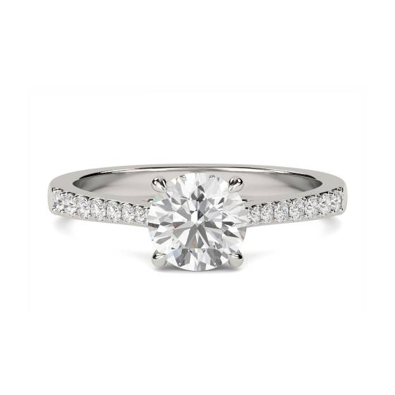 0.90ct VS2/E Natural Diamond Shoulder Set Ring in Platinum