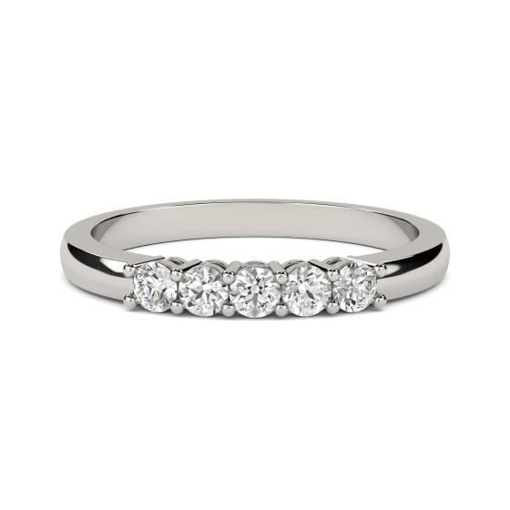 0.71ct VVS/F-G Natural Diamond Five Stone Eternity Ring in Platinum