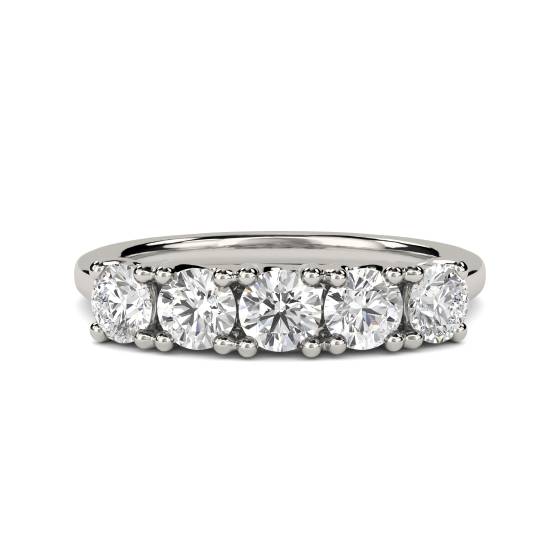 0.76ct VS/F-G 5 Stone Natural Diamond Ring in Platinum