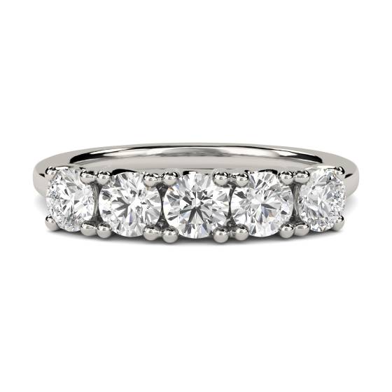 DHHET1002 5 Stone Round Diamond Half Eternity Ring