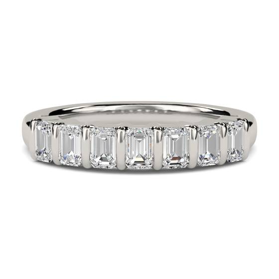 DHHET1005 7 Stone Emerald Diamond Half Eternity Ring