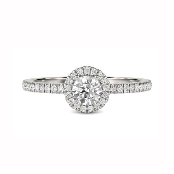 0.50ct VS/E-F Natural Round Diamond Halo Ring in Platinum