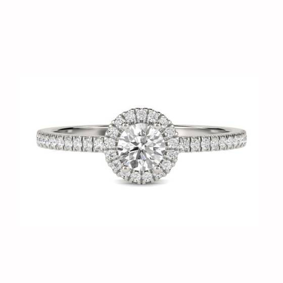 0.50ct VS/E-F Natural Round Diamond Halo Ring in Platinum