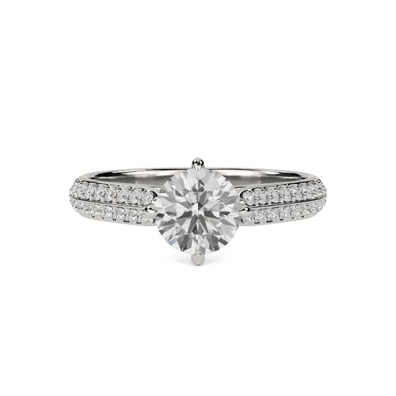0.56ct VS/F Natural Diamond Shoulder Set Ring in Platinum