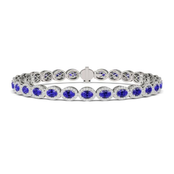 12.30ct Elegant Diamond and Blue Sapphire Tennis Bracelet