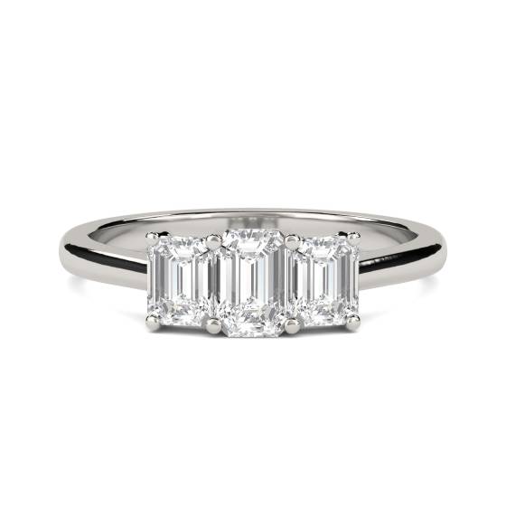 DHMT03308 Graduated Emerald Diamond Trilogy Ring