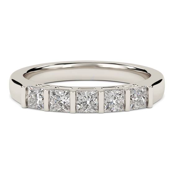 DHMT05111 5 Stone Princess Diamond Half Eternity Ring