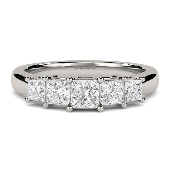 0.50ct SI2/F Natural Princess Diamond 5 Stone Ring in Platinum