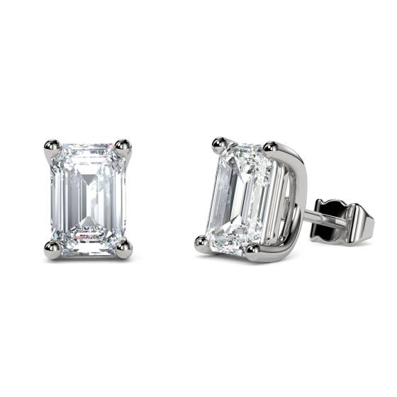 Classic Emerald Diamond Stud Earrings