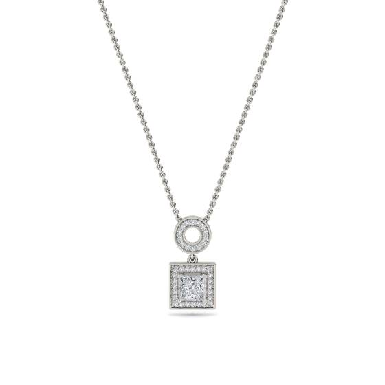 Princess Diamond Single Halo Pendant