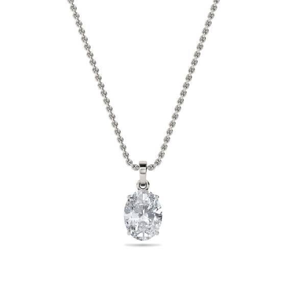 Modern Oval Diamond Solitaire Pendant