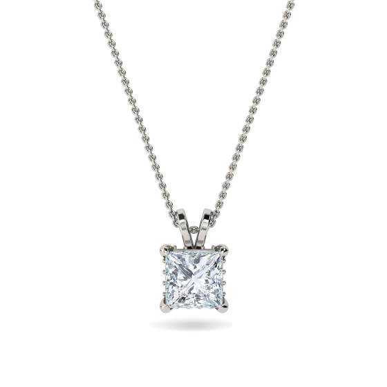 Princess Diamond Halo Pendant