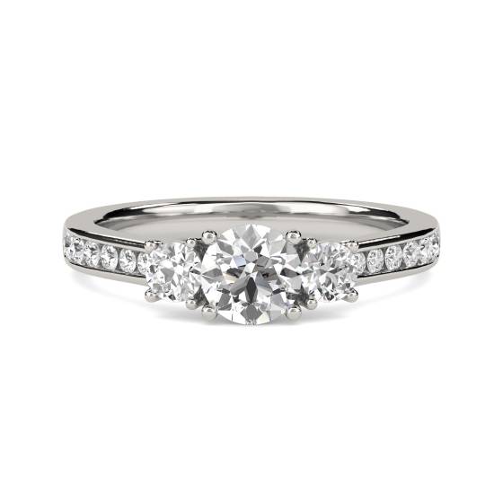 DHRX3177 3 Round Stone Diamond Ring With Shoulder Diamonds