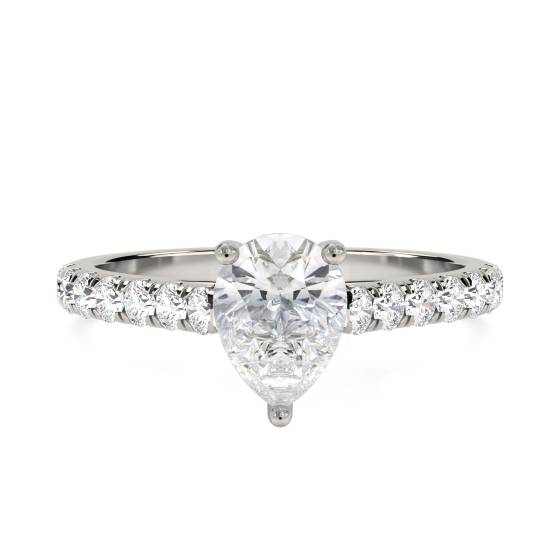 Pear Diamond Shoulder Set Ring