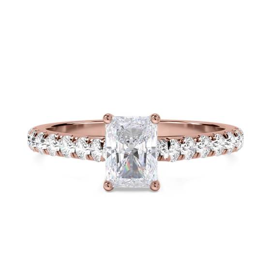 Radiant Diamond Shoulder Set Ring