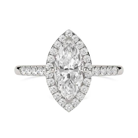 1.30ct SI1/G Natural Marquise Cut Diamond Shoulder Set Diamond Ring in Platinum