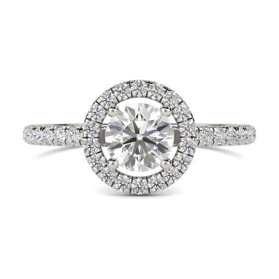 Round Diamond Single Halo Shoulder Set Ring
