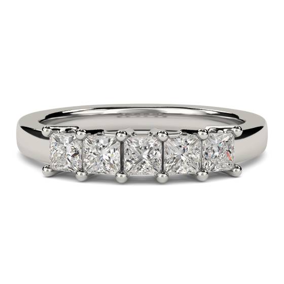 DHRZ0042 5 Stone Princess Diamond Half Eternity Ring