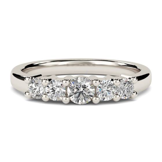 5 Stone Round Diamond Half Eternity Ring