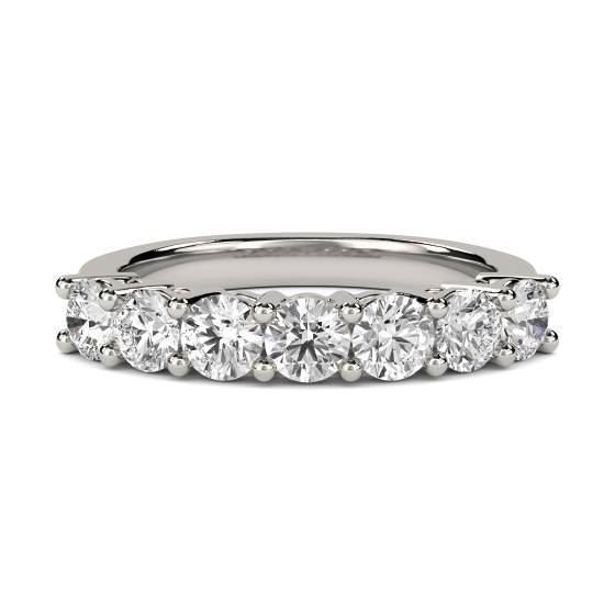 0.57ct VVS/E-F Natural Round Diamond 7 Stone Ring in Platinum