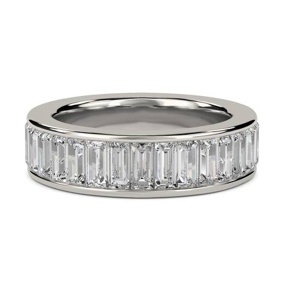 1.50ct VS/F-G Elegant Natural Baguette Diamond Full Eternity Ring in Platinum