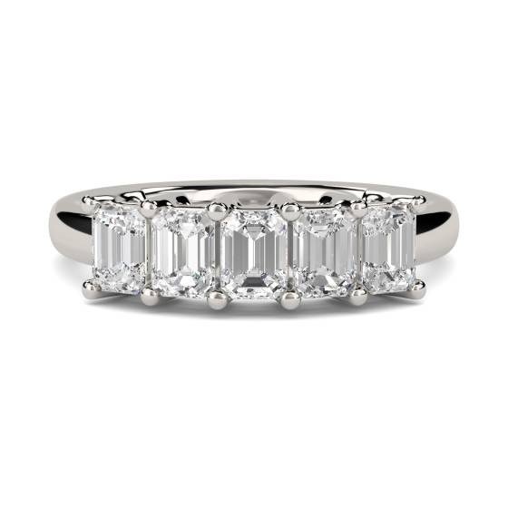 DHRZ0206 5 Stone Emerald Diamond Half Eternity Ring