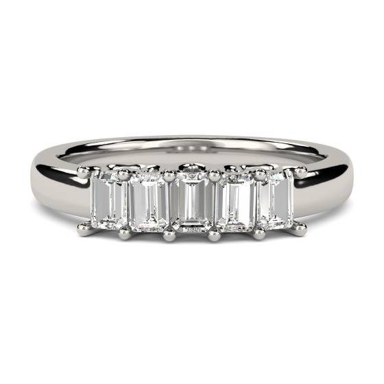 DHRZ0208 5 Stone Emerald Diamond Half Eternity Ring