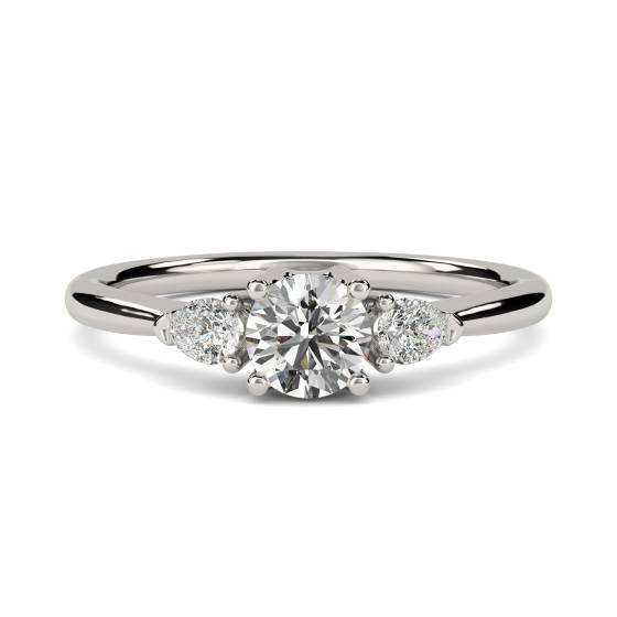 Round and Pear Diamond Trilogy Ring