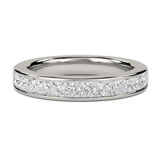 0.50ct VS2/G Natural Princess Diamond Half Eternity Ring in Platinum