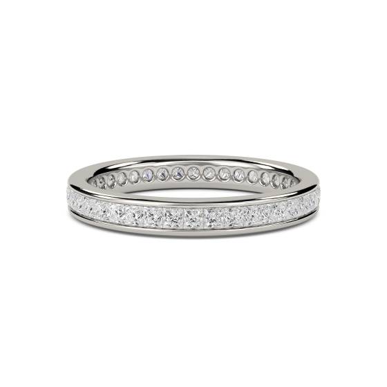 0.75ct VS/E-F 3mm Elegant Natural Princess Diamond Full Eternity Ring in Palladium