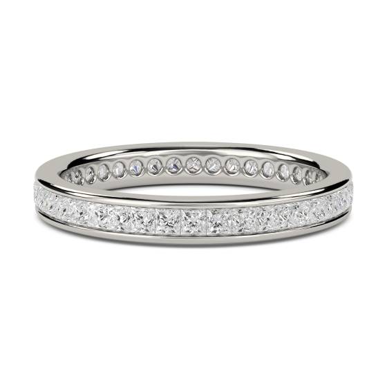 0.75ct VS/E-F 3mm Elegant Natural Princess Diamond Full Eternity Ring in Palladium