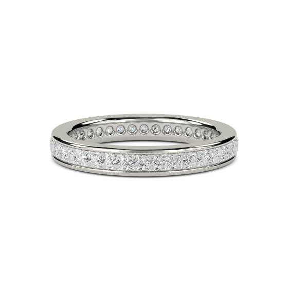 0.50ct VS/F-G 3mm Natural Princess Diamond Full Eternity Ring in Platinum