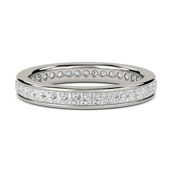 0.50ct VS/F-G 3mm Natural Princess Diamond Full Eternity Ring in Platinum